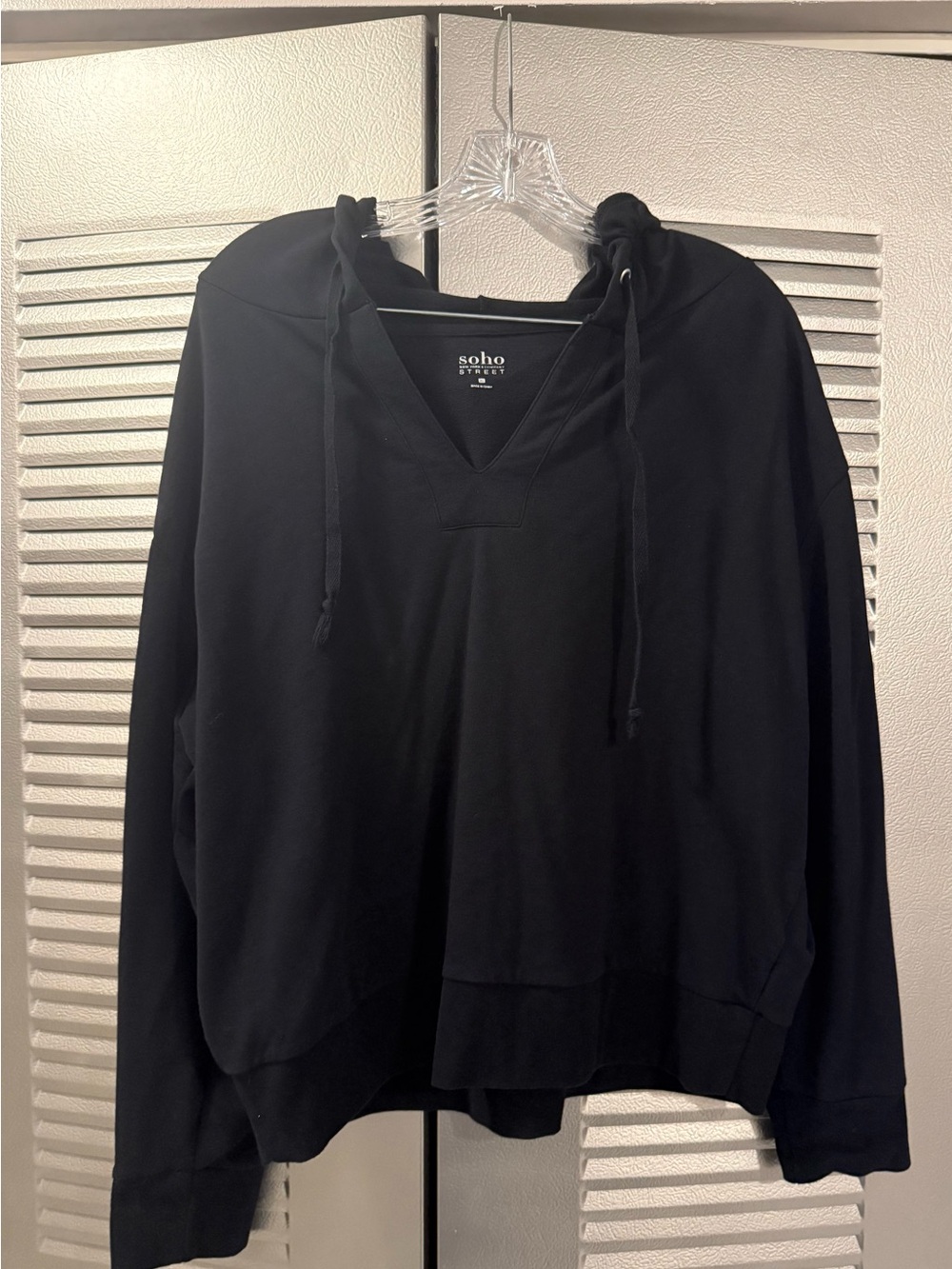 New York & Company Black Soho Street Hoodie w/ Hearts Patches on Elbows